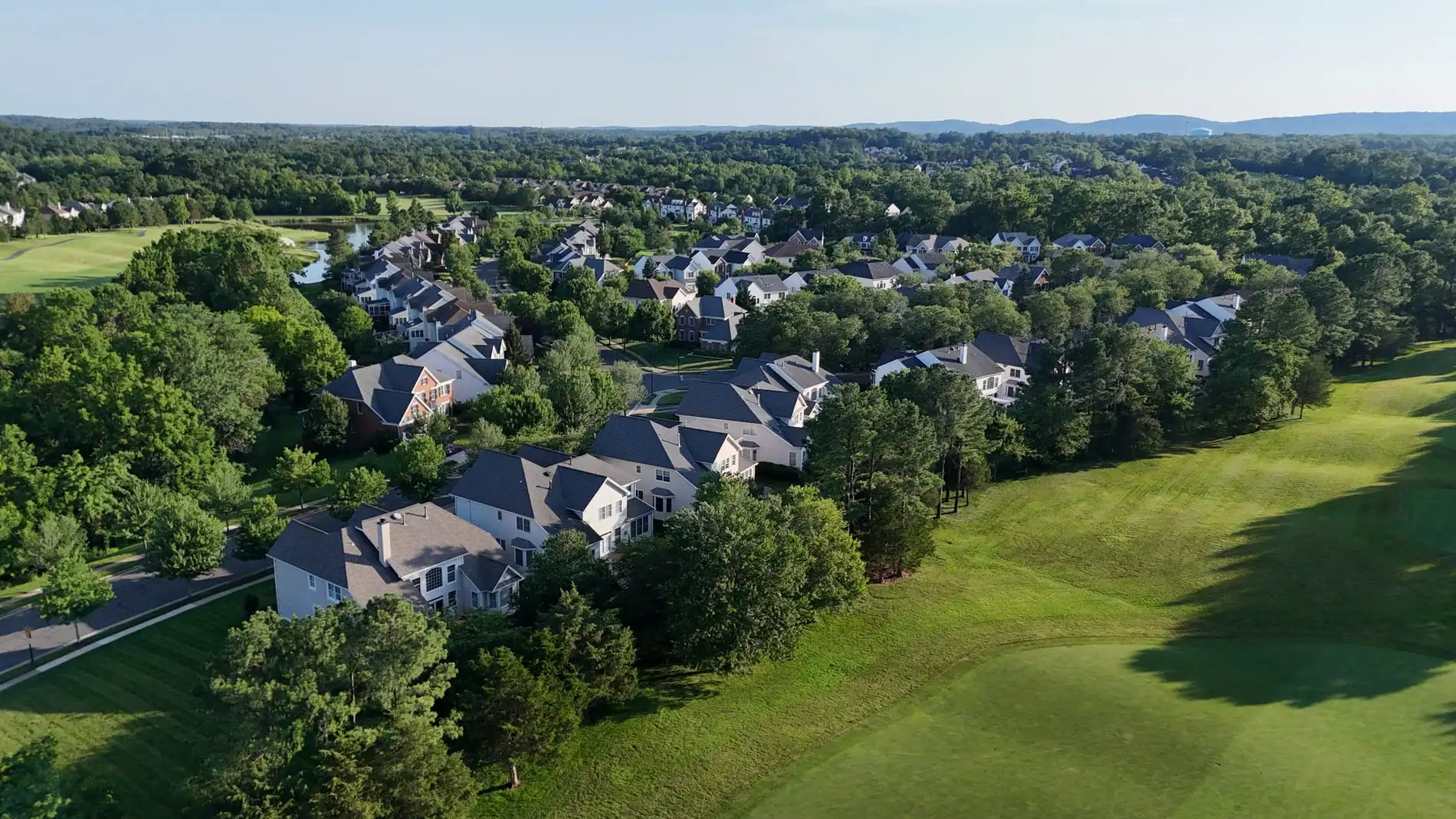 An aerial image of a residential neighborhood in Haymarket, VA.